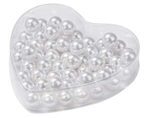 3861222 Herzbox Wachsperlen 12mm weiss 50gr. 