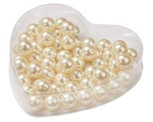 3861223 Herzbox Wachsperlen 12mm creme 50gr. 