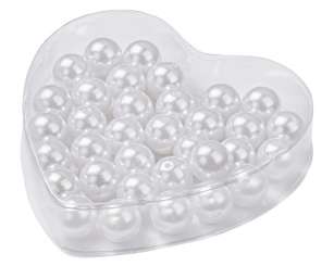 3861224 Herzbox Wachsperlen 14mm weiss 50gr. 