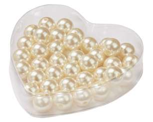 3861225 Herzbox Wachsperlen 14mm creme 50gr. 