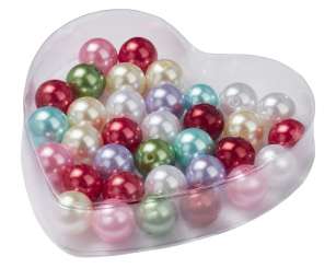 3861228 Herzbox Wachsperlen 14mm farbig 50gr. 