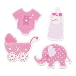 3861410 Holzstreuteil Baby, rosa, 4f.12 St. 