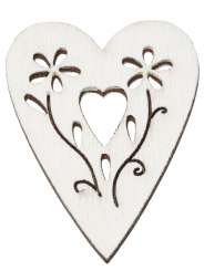 3863315 Holzstreuteil Herzen, ca. 3.8cm, 6St weiss 