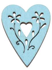 3863316 Holzstreuteil Herzen, ca. 3,8cm, 6St türkis 