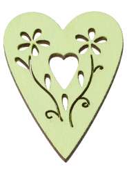 3863318 Holzstreuteil Herzen, ca. 3.8cm, 6St hellgrün 