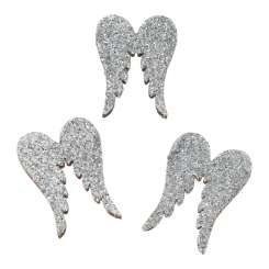 3863348 Holzstreuteil Flügel, silber, 6 St. 