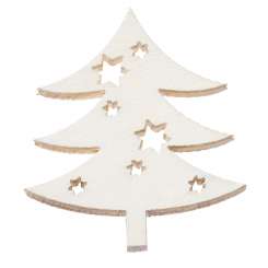 3863388 Holzstreuteil Tannenbaum weiss, 4cm, 6St 