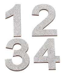 3863452 Holzzahlen 1 - 4  5,3cm, silber-glitzer 