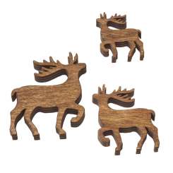 3863500 Holz-Deko Hirsch 2,5-5cm,braun, 3St 