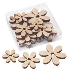 3863532 Holz-Blume in Klarsichtbox, 3- 5,5cm, 18St, natur 