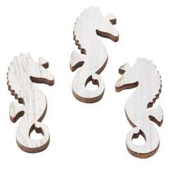 3863547 Holz-Streuteil Seepferdchen,  3.5cm, 6St Weiss 