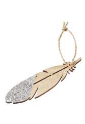 3863550 Holz-Federn I z. Hängen,  8,5cm, 2St Silber 