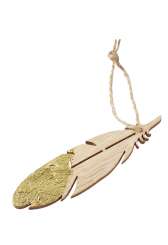 3863551 Holz-Federn I z. Hängen,  8,5cm, 2St Gold 