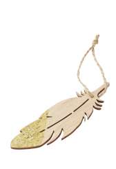 3863553 Holz-Federn II z. Hängen,  8,5cm, 2St Gold 
