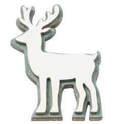 3863612 Holz-Hirsch, 5cm,grün-weiss, 2St, mit Klebepunkt 