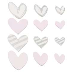 3863645 Streut Herzen  2-4cm wei/ros 12St 