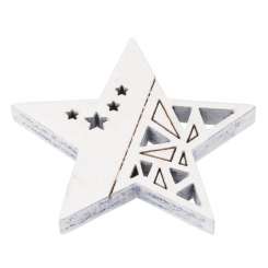 3863672 Holzstreuteil Stern 4cm, 3St weiss 