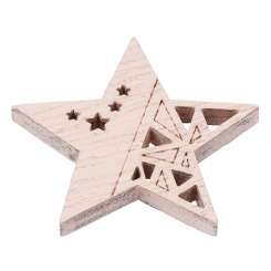 3863673 Holzstreuteil Stern 4cm, 3St rosa 