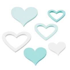 3863679 Herzen  2,5-4cm, mint-türk-w 12St 