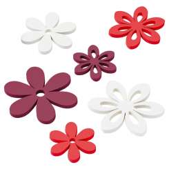 3863682 Blumen  3-4,7cm, rot-bordeau-w 12St 