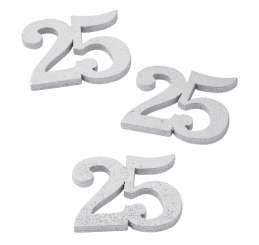 3863686 Zahl 25,  2,5cm, silberfarben 12St 