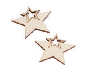 3863688 Deko-Stern natur-gold  4cm 4St 