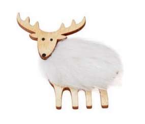 3863704 Hirsch m. Fell,  8,5cm KP weiss 2St 