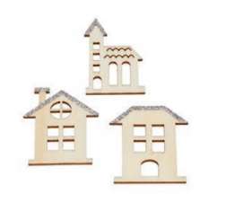 3863706 Häuser  4cm mit Klebepunkt natur 3x 