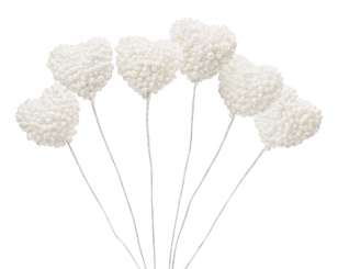 3864010 Herzen m. Glimmer, 2,5cm weiss, 6St. 