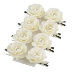 3865209 Rosen m.Klammer, crème     8Stk 