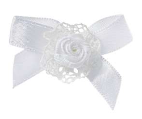 3865325 Schleife m.Blüte 50mm weiss 15St 