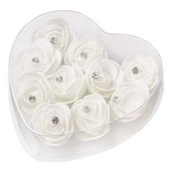 3865430 Rosen mit Strass,  4cm,  10St. weiss 