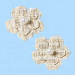 3865509 Blüten III leinen-optik 34mm  6St 