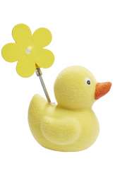 3870412 Ente mit Blumenclip 9,5x5cm,gelb 