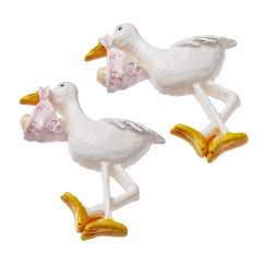 3870674 Storch rosa,  4cm, mit Klebepunkt,  3St. 