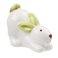3870940 Keramik-Hase,  4cm, weiss-grün 