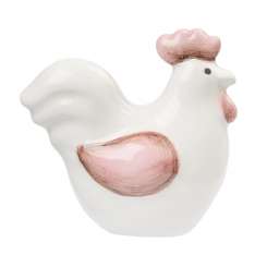 3870945 Keramik-Huhn,  4cm, weiss-rosa 
