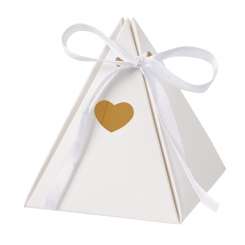 3964173 Papier-Box weiss, Pyramide m. Herz,  8,3cm,  2St. 