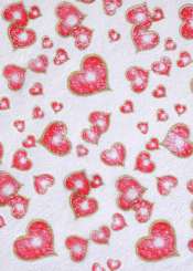 3980243 Faservlies Herzen 25cm/15m rot/ gold 