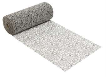 3980893 Dekostoff  Netz-Optik Glimmer, 29cm/15m, grau-silber 