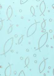 3981684 Stoff Organza Fische 29cm/15m blau 