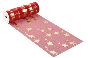 3981790 Stoff Sterne rot/gold 28cm/15m K 
