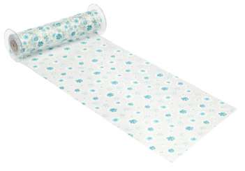 3981824 Stoff Blütentraum weiss/türkis 29cm/15m K 