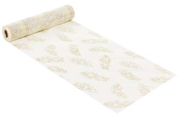 3981886 Dekostoff 28cm/15m Federn creme/gold 