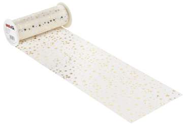 3981888 Vlies mit Sternen 20cm/10 m, weiss/gold 
