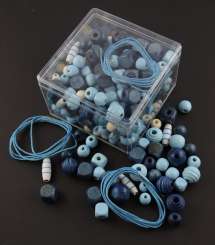 511784 Holzperlenmix blau 