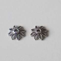 521538 Perlenkappen silber Blume 10mm  6St 