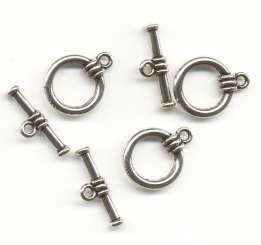 522375 Knebelverschluss silber Bt .à 3St 