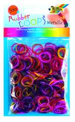 522948 Rubber Loops METALLIC 500St.inkl 25 S-Klipse /Häkelnadel 