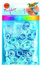 522978 Rubber Loops MIX BLAU 500St. inkl 25 S-Klipse /Häkelnadel 